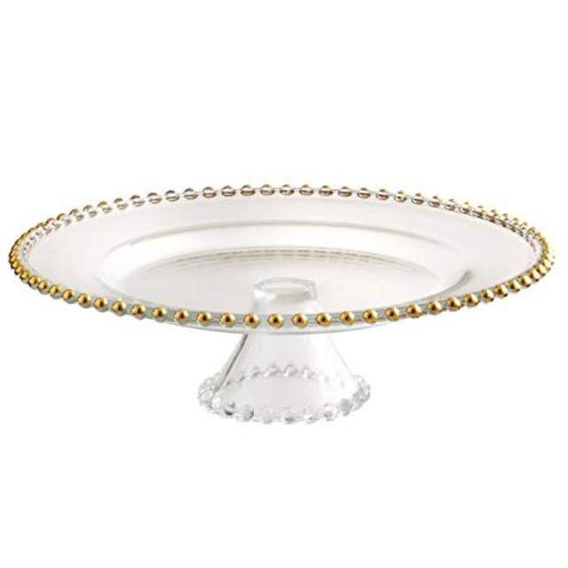 Rental store for GLASS PLATE STAND W  GOLD BEADS in Akron Ohio